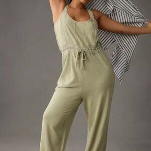 Daily Practice by Anthropologie Oros Jumpsuit Drawstring Beige Plus Size 1X